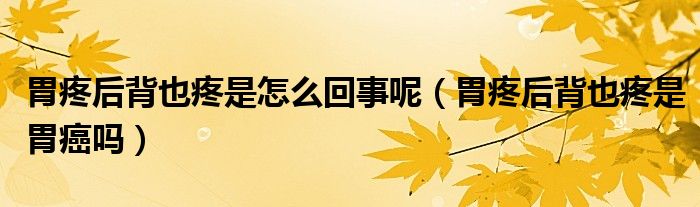 胃疼后背也疼是怎么回事呢（胃疼后背也疼是胃癌嗎）