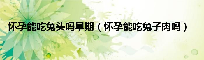 懷孕能吃兔頭嗎早期（懷孕能吃兔子肉嗎）