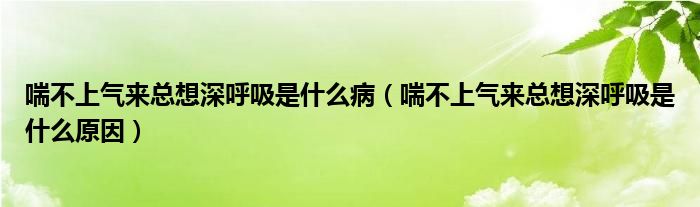 喘不上氣來總想深呼吸是什么?。ù簧蠚鈦砜傁肷詈粑鞘裁丛颍?class='thumb lazy' /></a>
		    <header>
		<h2><a  href=