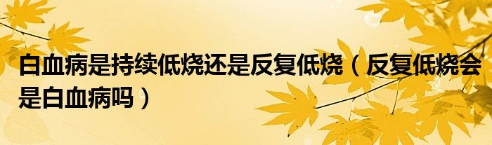 白血病是持續(xù)低燒還是反復低燒（反復低燒會是白血病嗎）