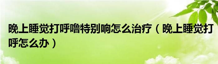 晚上睡覺打呼嚕特別響怎么治療（晚上睡覺打呼怎么辦）