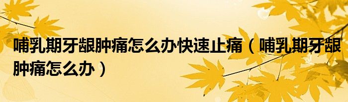 哺乳期牙齦腫痛怎么辦快速止痛（哺乳期牙齦腫痛怎么辦）