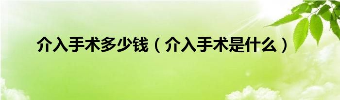 介入手術(shù)多少錢(qián)（介入手術(shù)是什么）