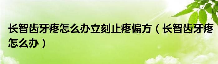 長(zhǎng)智齒牙疼怎么辦立刻止疼偏方（長(zhǎng)智齒牙疼怎么辦）