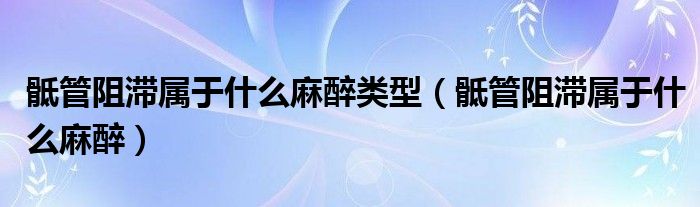 骶管阻滯屬于什么麻醉類型（骶管阻滯屬于什么麻醉）