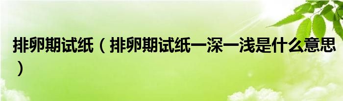 排卵期試紙（排卵期試紙一深一淺是什么意思）