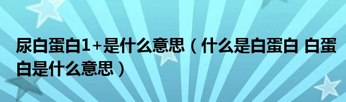 尿白蛋白1+是什么意思（什么是白蛋白 白蛋白是什么意思）