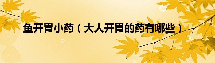 魚開胃小藥（大人開胃的藥有哪些）