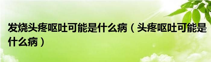 發(fā)燒頭疼嘔吐可能是什么?。^疼嘔吐可能是什么病）