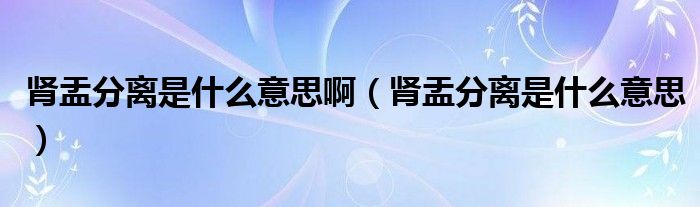 腎盂分離是什么意思?。I盂分離是什么意思）