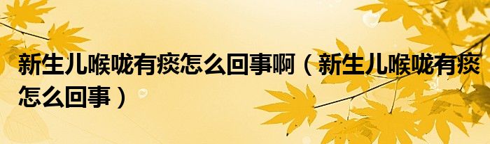 新生兒喉嚨有痰怎么回事?。ㄐ律鷥汉韲涤刑翟趺椿厥拢? /></span>
		<span id=