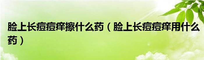 臉上長痘痘癢擦什么藥（臉上長痘痘癢用什么藥）