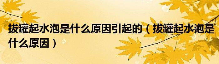 拔罐起水泡是什么原因引起的（拔罐起水泡是什么原因）