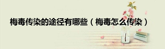 梅毒傳染的途徑有哪些（梅毒怎么傳染）