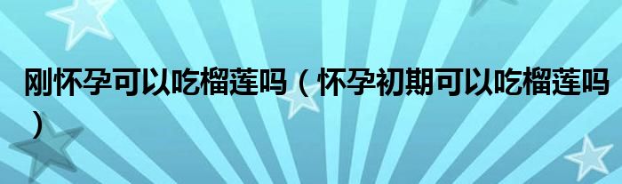 剛懷孕可以吃榴蓮嗎(懷孕初期可以吃榴蓮嗎)