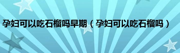 孕婦可以吃石榴嗎早期（孕婦可以吃石榴嗎）