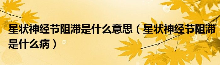 星狀神經(jīng)節(jié)阻滯是什么意思（星狀神經(jīng)節(jié)阻滯是什么?。? /></span>
		<span id=