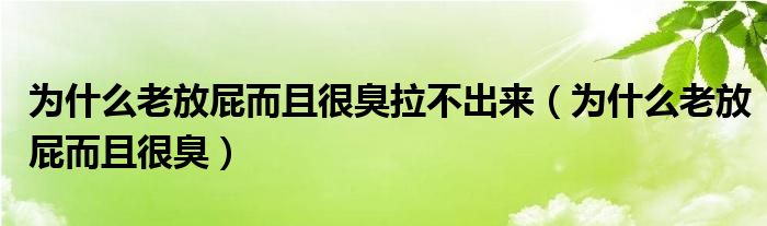 為什么老放屁而且很臭拉不出來（為什么老放屁而且很臭）