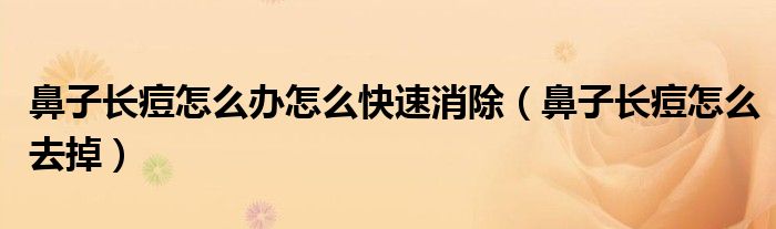 鼻子長痘怎么辦怎么快速消除（鼻子長痘怎么去掉）
