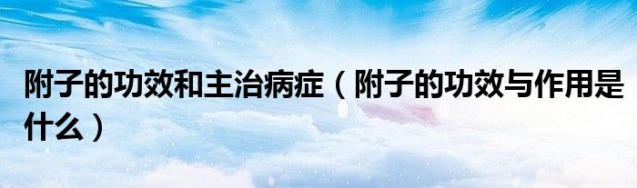 附子的功效和主治病癥（附子的功效與作用是什么）