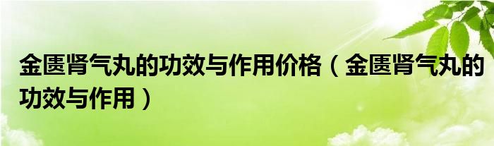 金匱腎氣丸的功效與作用價格（金匱腎氣丸的功效與作用）