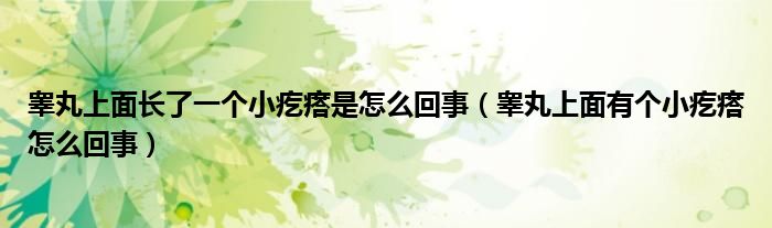 睪丸上面長(zhǎng)了一個(gè)小疙瘩是怎么回事（睪丸上面有個(gè)小疙瘩怎么回事）