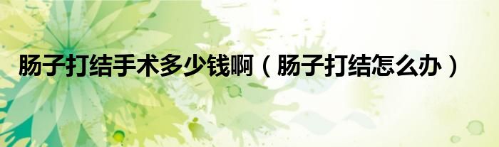 腸子打結(jié)手術(shù)多少錢?。c子打結(jié)怎么辦）