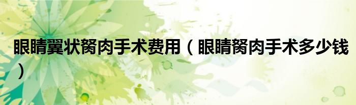 眼睛翼狀胬肉手術(shù)費(fèi)用(眼睛胬肉手術(shù)多少錢)