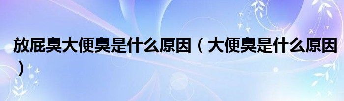 放屁臭大便臭是什么原因(大便臭是什么原因)