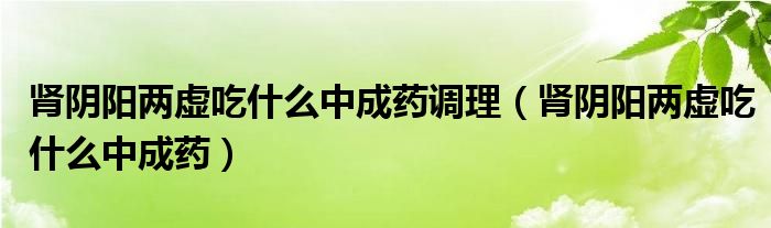 腎陰陽(yáng)兩虛吃什么中成藥調(diào)理（腎陰陽(yáng)兩虛吃什么中成藥）