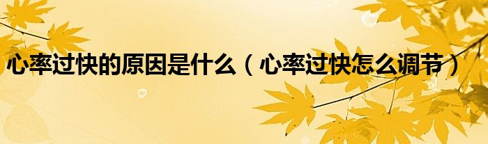 心率過快的原因是什么(心率過快怎么調(diào)節(jié))