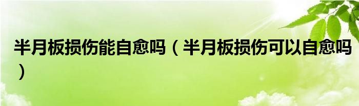 半月板損傷能自愈嗎（半月板損傷可以自愈嗎）