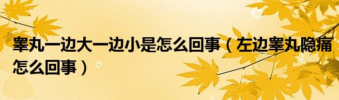 睪丸一邊大一邊小是怎么回事(左邊睪丸隱痛怎么回事)