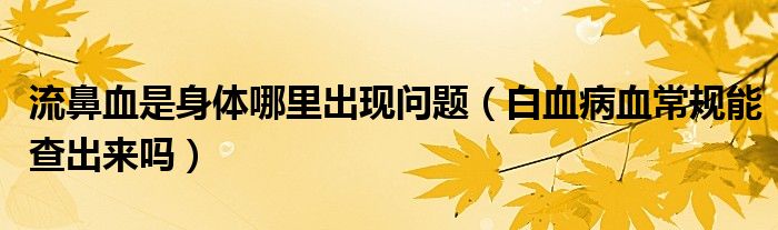 流鼻血是身體哪里出現(xiàn)問題(白血病血常規(guī)能查出來嗎)