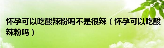 懷孕可以吃酸辣粉嗎不是很辣(懷孕可以吃酸辣粉嗎)