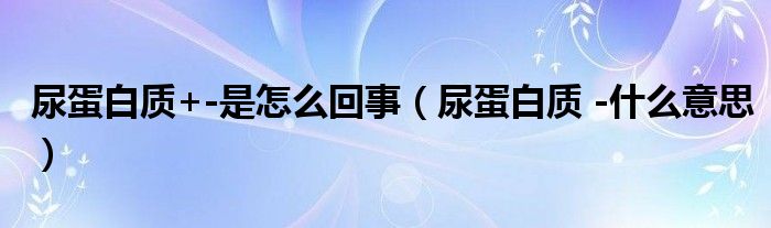 尿蛋白質+-是怎么回事（尿蛋白質 -什么意思）