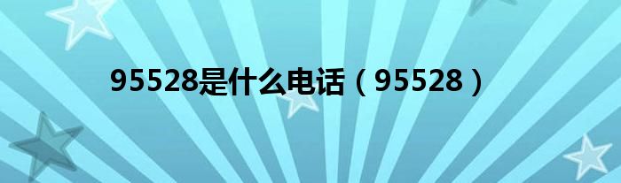 95528是什么電話（95528）