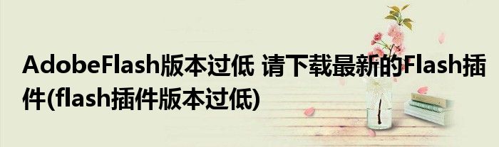 AdobeFlash版本過低 請(qǐng)下載最新的Flash插件(flash插件版本過低)
