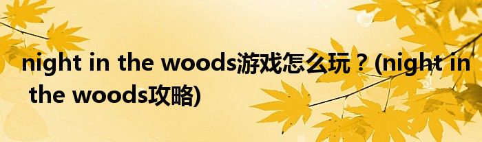night in the woods游戲怎么玩？(night in the woods攻略)