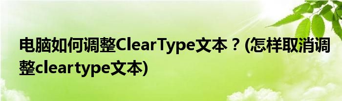 電腦如何調(diào)整ClearType文本？(怎樣取消調(diào)整cleartype文本)