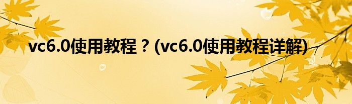 vc6.0使用教程？(vc6.0使用教程詳解)