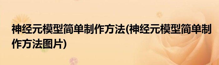 神經(jīng)元模型簡單制作方法(神經(jīng)元模型簡單制作方法圖片)