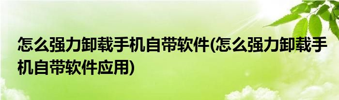 怎么強(qiáng)力卸載手機(jī)自帶軟件(怎么強(qiáng)力卸載手機(jī)自帶軟件應(yīng)用)