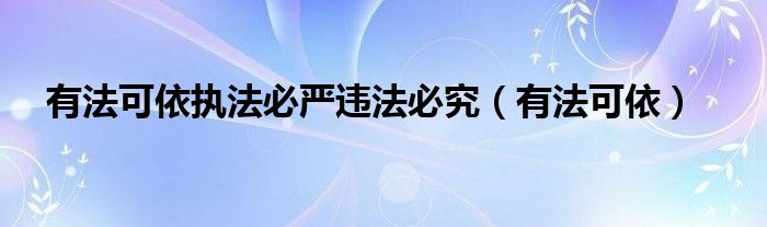 有法可依執(zhí)法必嚴違法必究（有法可依）