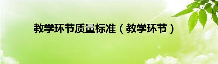 教學環(huán)節(jié)質(zhì)量標準（教學環(huán)節(jié)）