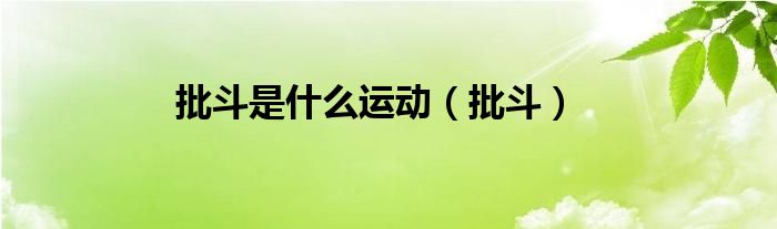 批斗是什么運動（批斗）