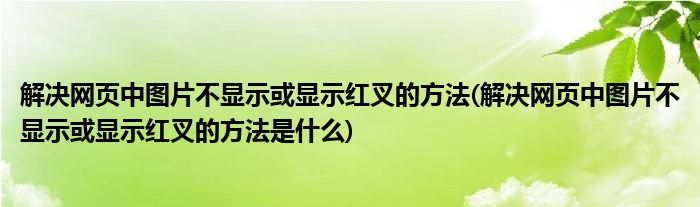 解決網(wǎng)頁(yè)中圖片不顯示或顯示紅叉的方法(解決網(wǎng)頁(yè)中圖片不顯示或顯示紅叉的方法是什么)