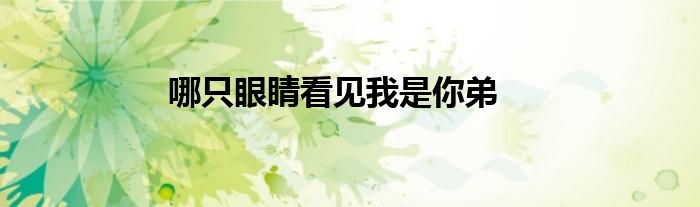 哪只眼睛看見(jiàn)我是你弟