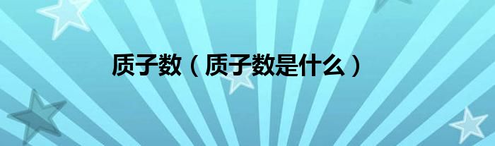 質子數(shù)(質子數(shù)是什么)