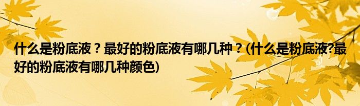 什么是粉底液？最好的粉底液有哪幾種？(什么是粉底液?最好的粉底液有哪幾種顏色)
